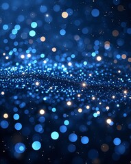 Poster - Midnight Blue deep glowing twinkles with a subtle scattered light effect abstract bokeh glitter concept background