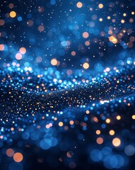 Poster - Midnight Blue deep glowing twinkles with a subtle scattered light effect abstract bokeh glitter concept background