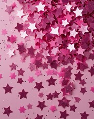 Poster - Pink glitter stars cascading like falling confetti abstract background