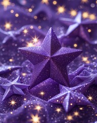 Poster - Purple glitter stars forming a mesmerizing glowing pattern abstract background
