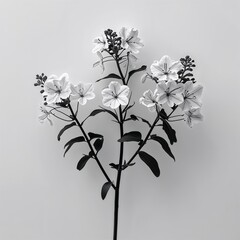 Wall Mural - Eryngium flower black and white on plain white background