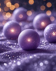 Poster - Purple soft glittering light orbs with glowing dust abstract bokeh glitter concept background