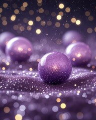 Poster - Purple soft glittering light orbs with glowing dust abstract bokeh glitter concept background