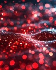 Poster - Red glowing sparkles with smooth blurred light reflections abstract bokeh glitter concept background