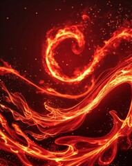 Aufkleber - Rich red with abstract fiery swirls and flickering ember textures abstract flame ember sparks concept background