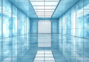 Poster - modern corporate environment with clean, reflective surfaces