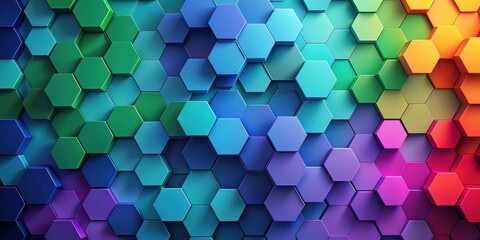Leinwandbilder - Abstract Colorful Hexagon Pattern Background with Vibrant Hues