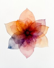Poster - Elegant Soft Focus Floral Art with Watercolor Petals in Shades of Orange, Purple, and Pink on White Background