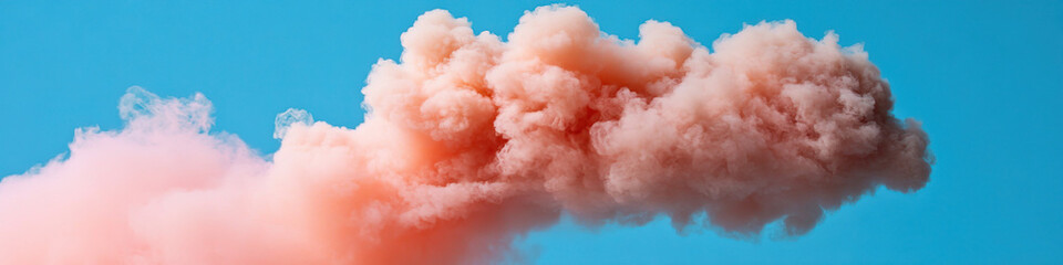 Wall Mural - Peach-Colored Smoke Plume Against Blue Background