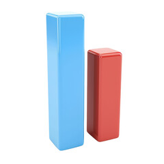 Poster - blue and red bar graph representing data comparison, showcasing visual representation of statistics. blue bar is taller than red bar, indicating higher value