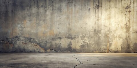 Poster - Aged Concrete Wall and Floor with Cracks and Texture