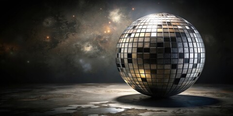 Aufkleber - Reflective Sphere on Weathered Surface with a Cosmic Background