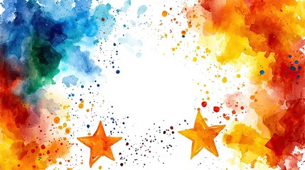 Wall Mural - vibrant watercolor background with stars: abstract art design, colorful texture, creative image for 