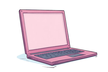 Poster - a laptop computer with a blank screen, laptop with blank screen, white background, 3d rendering