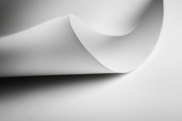 Fototapete - Curled white paper resting on a flat surface showcasing texture and smoothness in soft lighting