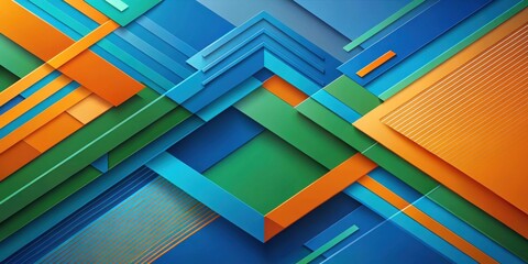 Leinwandbilder - Abstract geometric design featuring vibrant intersecting shapes and layered planes