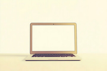 Poster - a laptop computer with a blank screen, laptop with blank screen, white background, 3d rendering