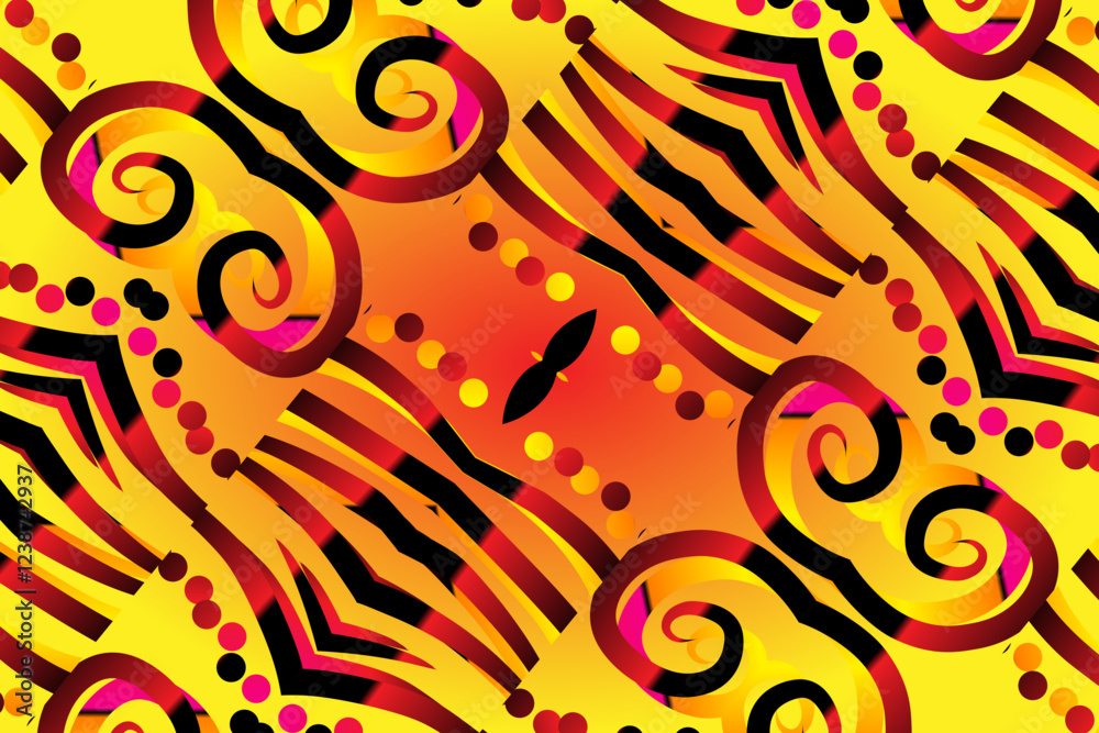 red black gold gradient flower and leaf art pattern of indonesian ...
