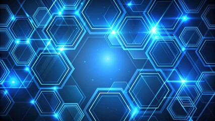 Leinwandbilder - Abstract Blue Hexagon Network Pattern with Glowing Lines
