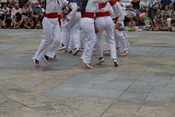 Wall Mural - Basque folk dance performance in an outdoor festival