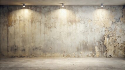 Aufkleber - Empty Room with Distressed Wall and Recessed Lighting