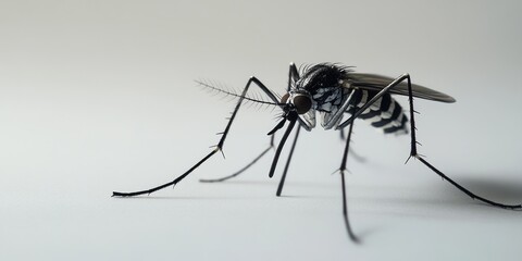 Poster - A close-up shot of a single mosquito on a white background
