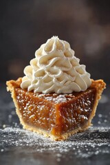 Poster - A slice of pie topped with fluffy whipped cream, perfect for dessert or snack
