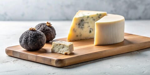 Poster - Artisan Cheese and Dried Fruit Presentation on Wooden Board