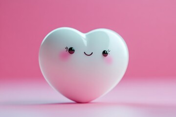 Poster - A cute toy heart with eyes and a smiling face, great for Valentine's Day or any occasion