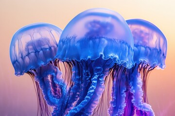 Poster - Jellyfish float in calm water, suitable for underwater scenes or ocean-themed illustrations