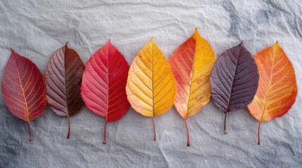 Poster - A collection of five different colored leaves arranged on a piece of paper