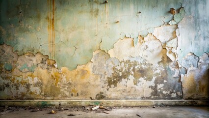 Poster - A crumbling wall, showing the passage of time and decay in an abandoned interior space