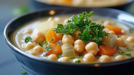 Poster - A close-up shot of a bowl of food on a table, perfect for editorial use in articles or blogs about cuisine and dining