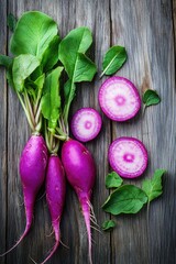 Poster - Red and purple root vegetables in bunches, ready for cooking.