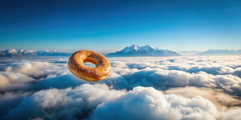 Poster - A sugary treat floats above a sea of clouds with majestic snow-capped mountains in the distance