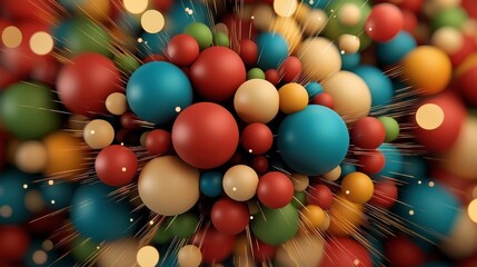 Poster - Colorful Abstract Composition of Spheres and Light Effects in Dynamic Arrangement and Vibrant Shades