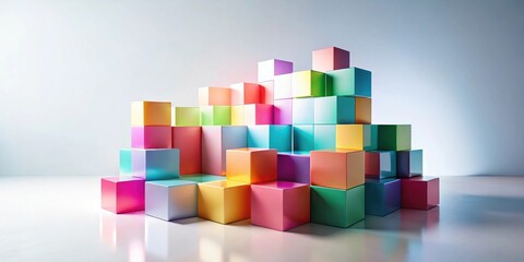 Leinwandbilder - Colorful Cube Arrangement A Vivid Display of Geometric Shapes and Bright Hues