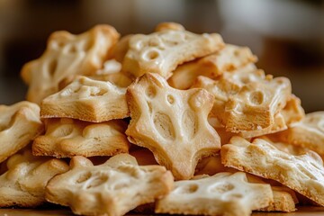 Poster - A stack of crackers sits on a table