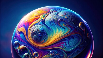 Poster - Abstract Swirling Vibrant Colors Within a Spherical Form