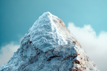 Wall Mural - A serene winter scene featuring a snow-covered mountain against a bright blue sky