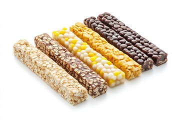 Poster - Assorted granola bars arranged on a clean white surface