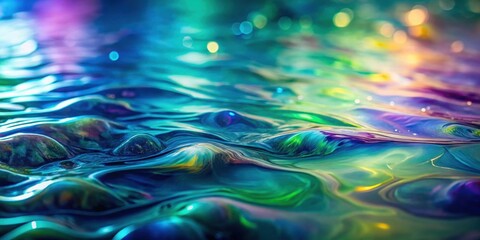 Aufkleber - Abstract Colorful Liquid Surface with Iridescent Shimmering Waves