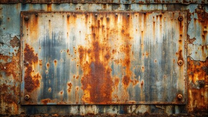 Poster - Rustic Weathered Metal Panel with Extensive Rust and Corrosion Showing Texture and Age