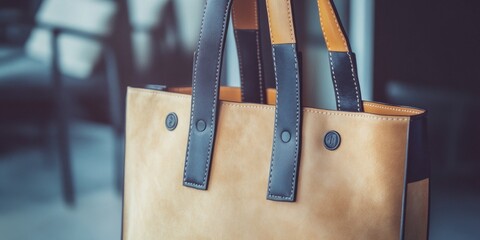 Poster - A brown and black bag sitting on a table, perfect for use in editorial or commercial contexts where a simple, yet effective design is needed
