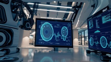 Poster - Modern office interior design featuring advanced technology and comfortable seating