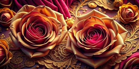 Wall Mural - Elegant Roses with Ornate Details & Intricate Patterns - Luxury Floral Stock Photo