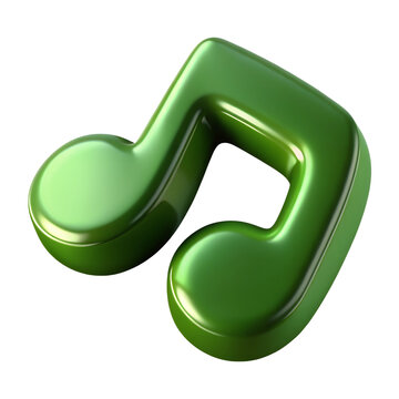 3d Rendering Green Music Note isolated on white background