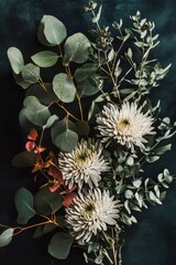 Aufkleber - A arrangement of fresh white flowers placed on a table, suitable for decorative purposes or as a centerpiece