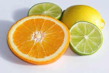 Aufkleber - Half cut oranges and limes, a fresh and juicy snack or decoration