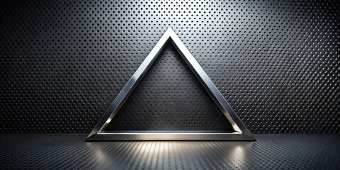 Aufkleber - Sleek metallic triangle frame against a perforated dark surface background